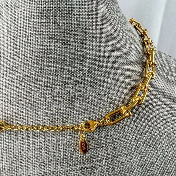 Gold Chunky Chain Necklace Thick Gold Chain Necklace U Chain Necklace Choker - Picture 3 of 8